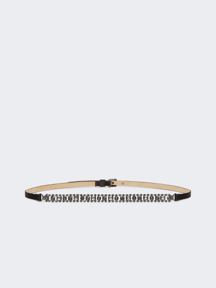 Bejewelled satin belt - BLACK - Max Mara