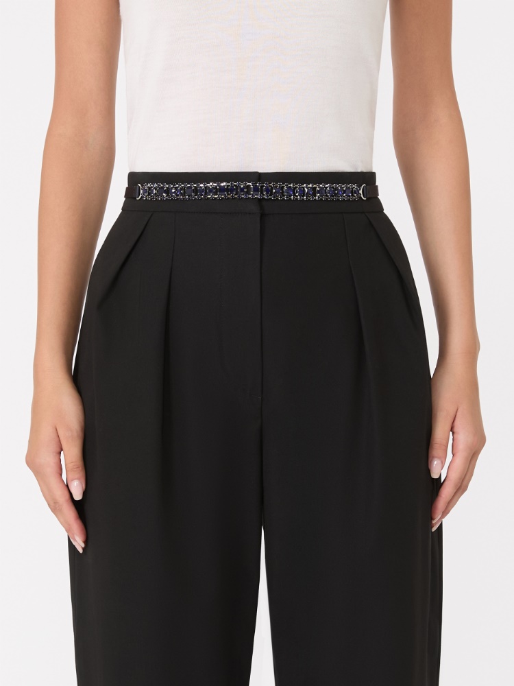 Bejewelled satin belt - NAVY - Max Mara
