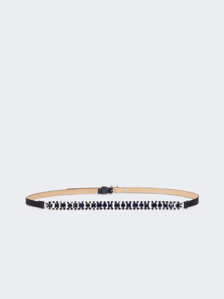 Bejewelled satin belt - NAVY - Max Mara