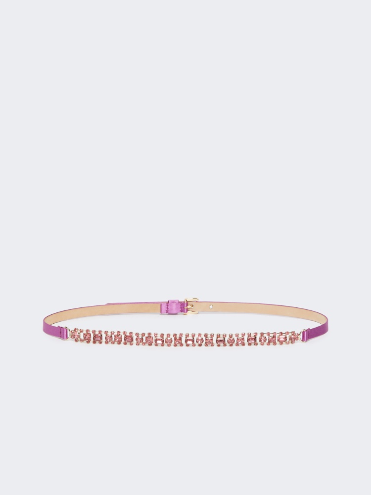 Bejewelled satin belt - FUCHSIA - Max Mara