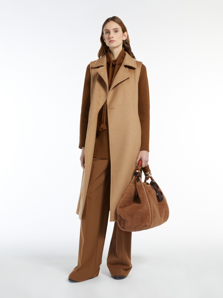 Medium Teddy fabric Marine bag - CAMEL - Max Mara