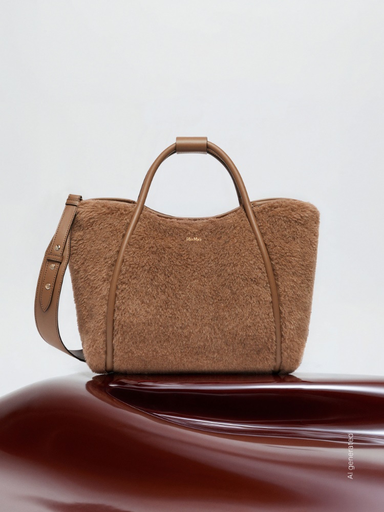 [Tマリン] カシミヤ テディベア スモール バッグ + BRONZE - Max Mara