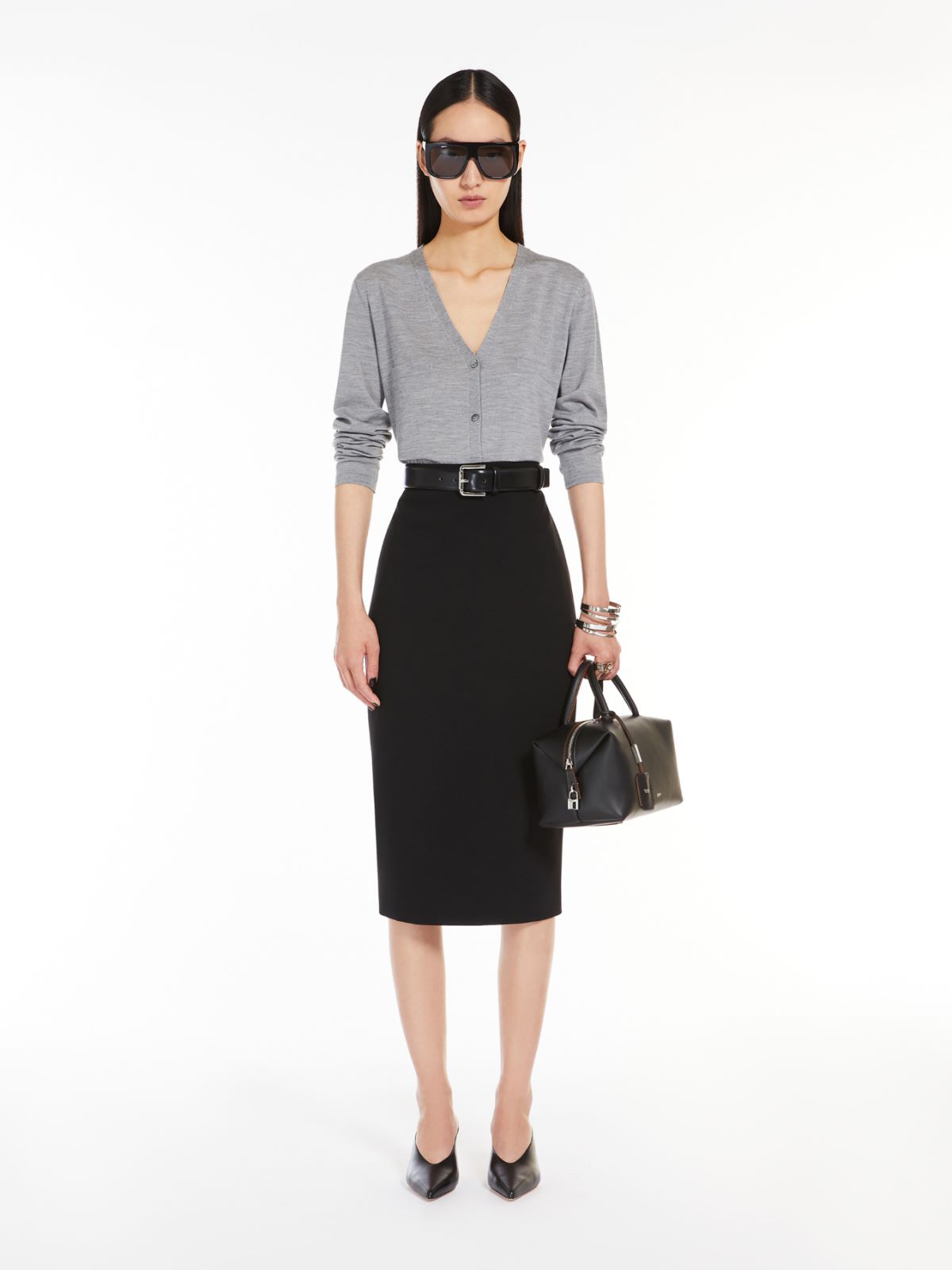 Sac Boston en cuir naturel moyen format - NOIR - Max Mara