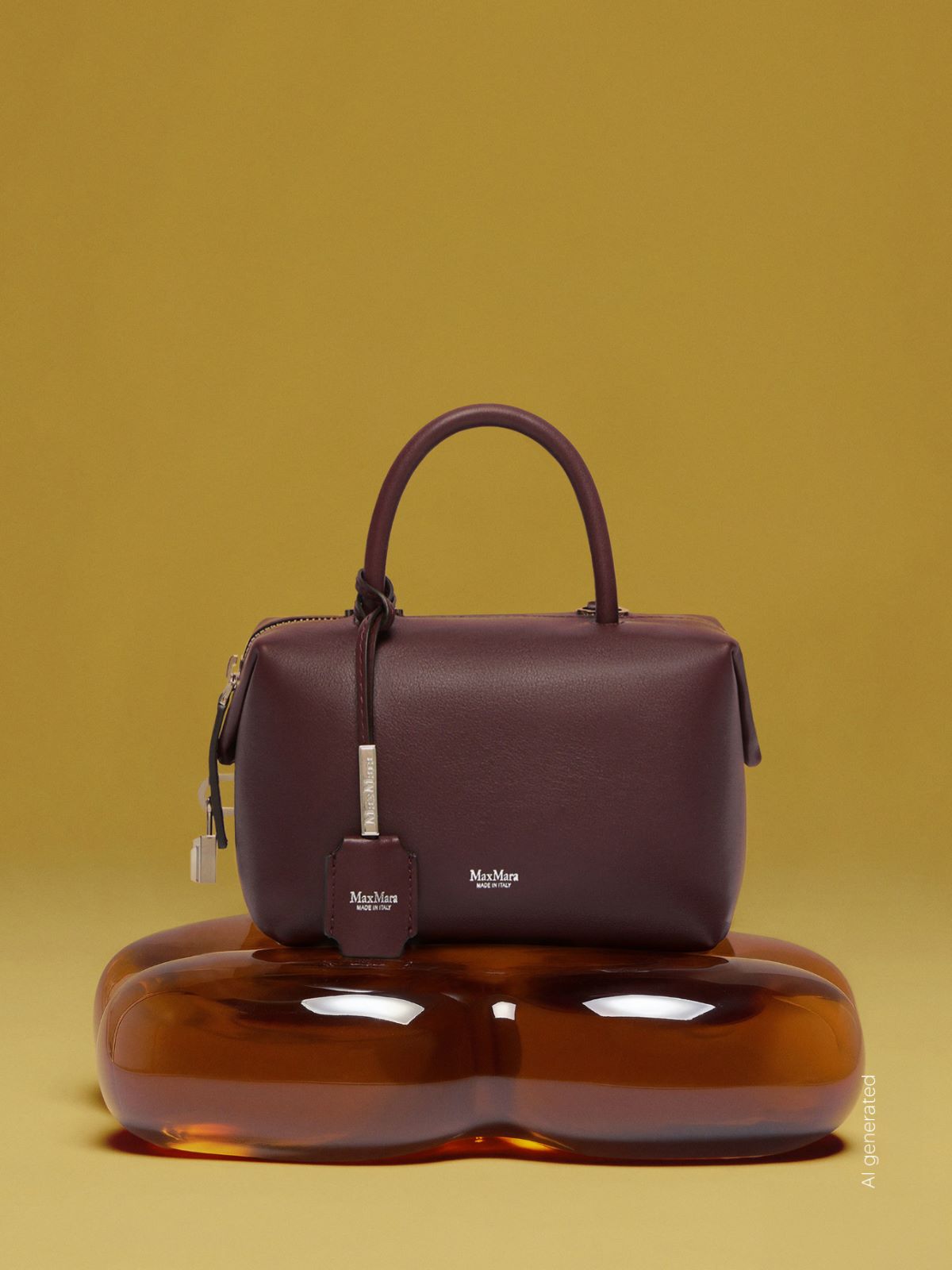 Small natural leather bowler bag - BORDEAUX - Max Mara