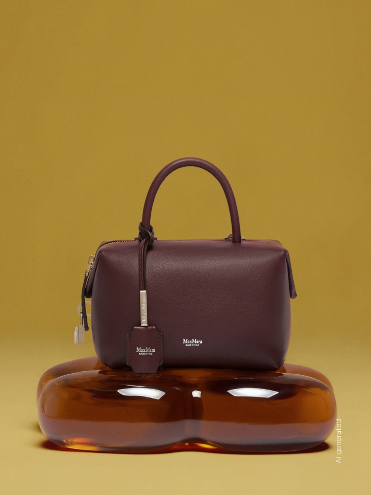 Small natural leather bowler bag + BORDEAUX - Max Mara