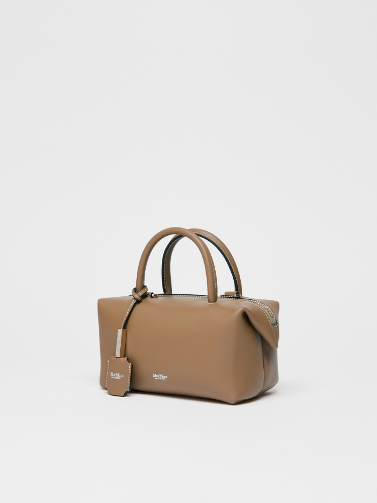 ☆MAXMARA☆ レザーハンドバッグ スモール HOLDALLS Small natural leather bowler bag, black | 