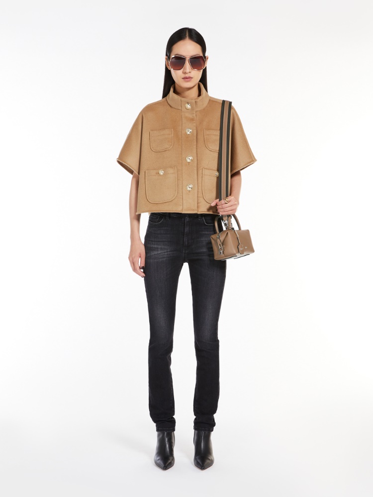 Small natural leather bowler bag, mud | 