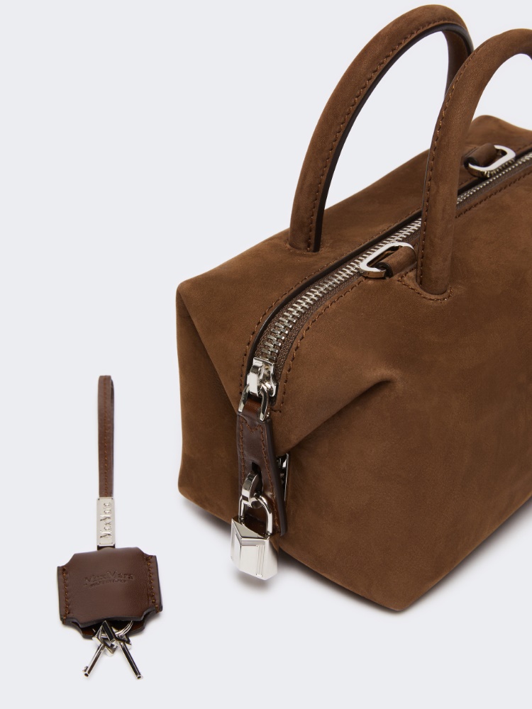 MAX MARA HOLDALL SUEDE ヌバック レザー ダブルハンドル バッグ ホールドオール] ヌバック レザー ダブル ハンドル バッグ, dark