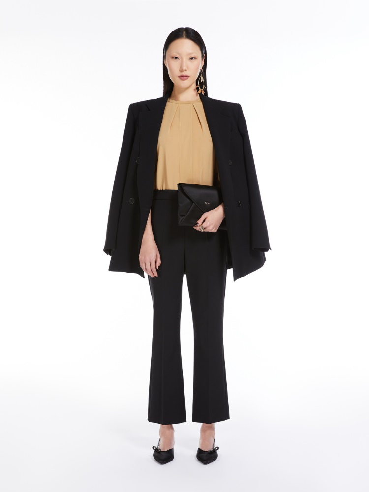 Viscose and silk satin clutch bag - BLACK - Max Mara