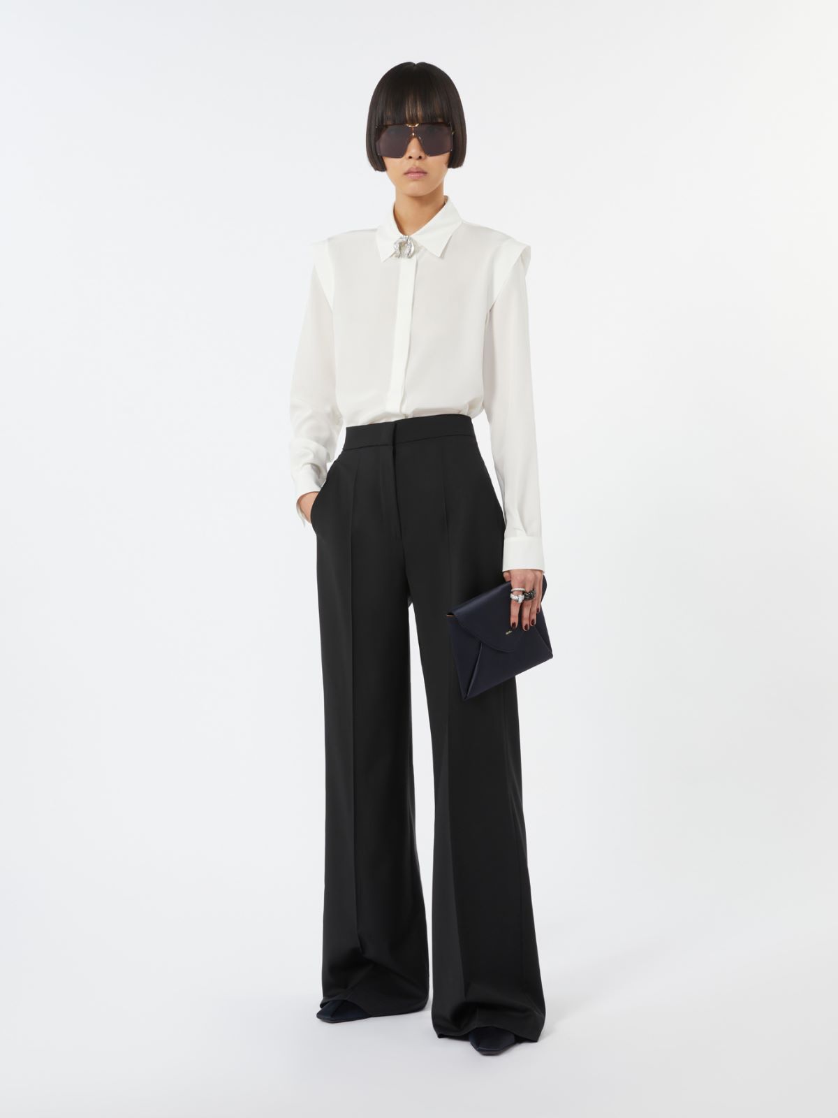 Bolso de mano en satén de viscosa y seda - AZUL - Max Mara - 11