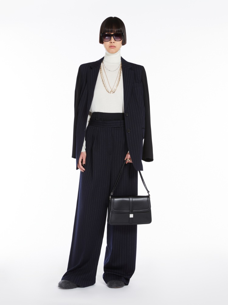 Torba do ręki z naturalnej skóry - CZARNY - Max Mara - 2