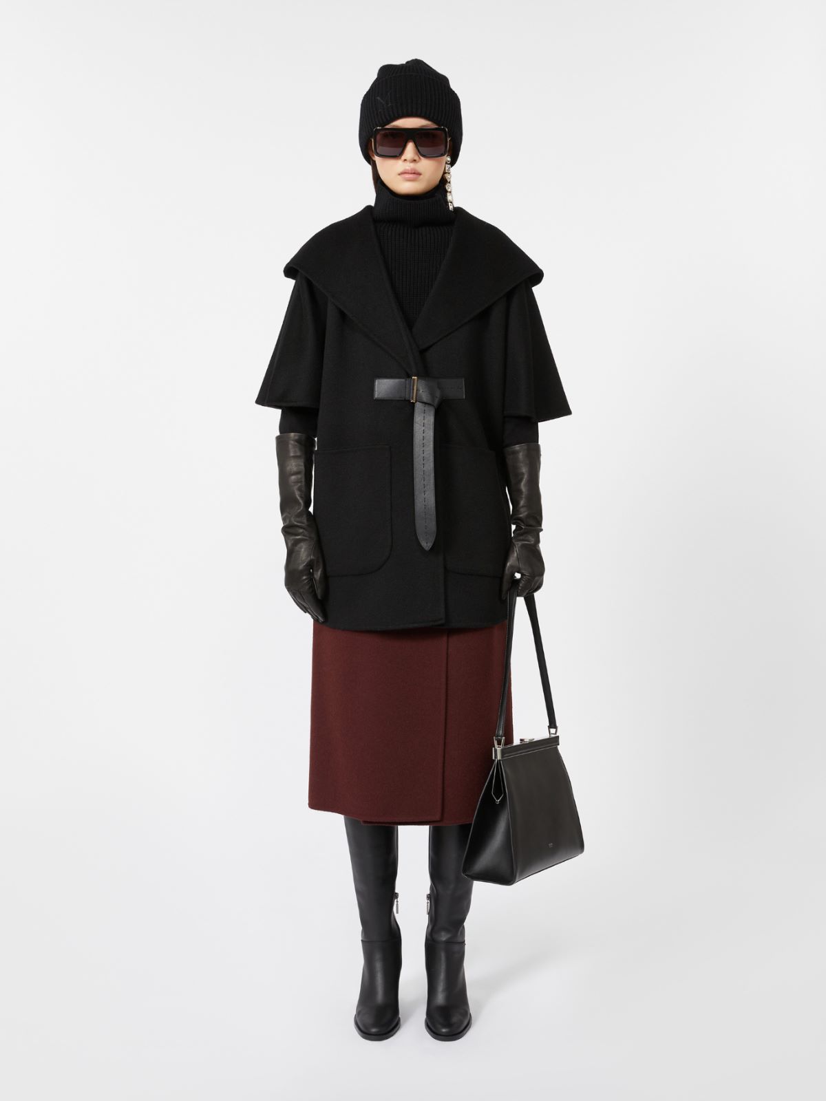 Sac à main en cuir semi-brillant - NOIR - Max Mara