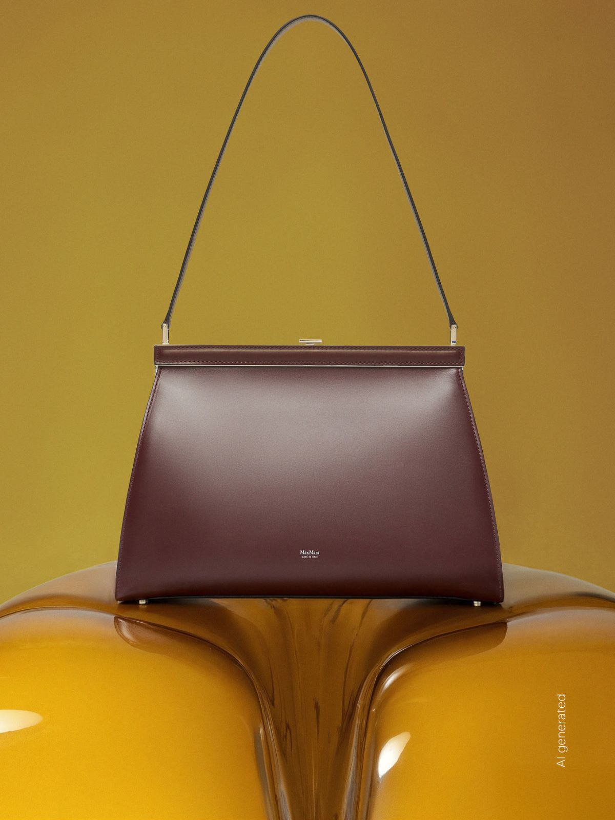 Borsa a mano in pelle semilucida - BORDEAUX - Max Mara
