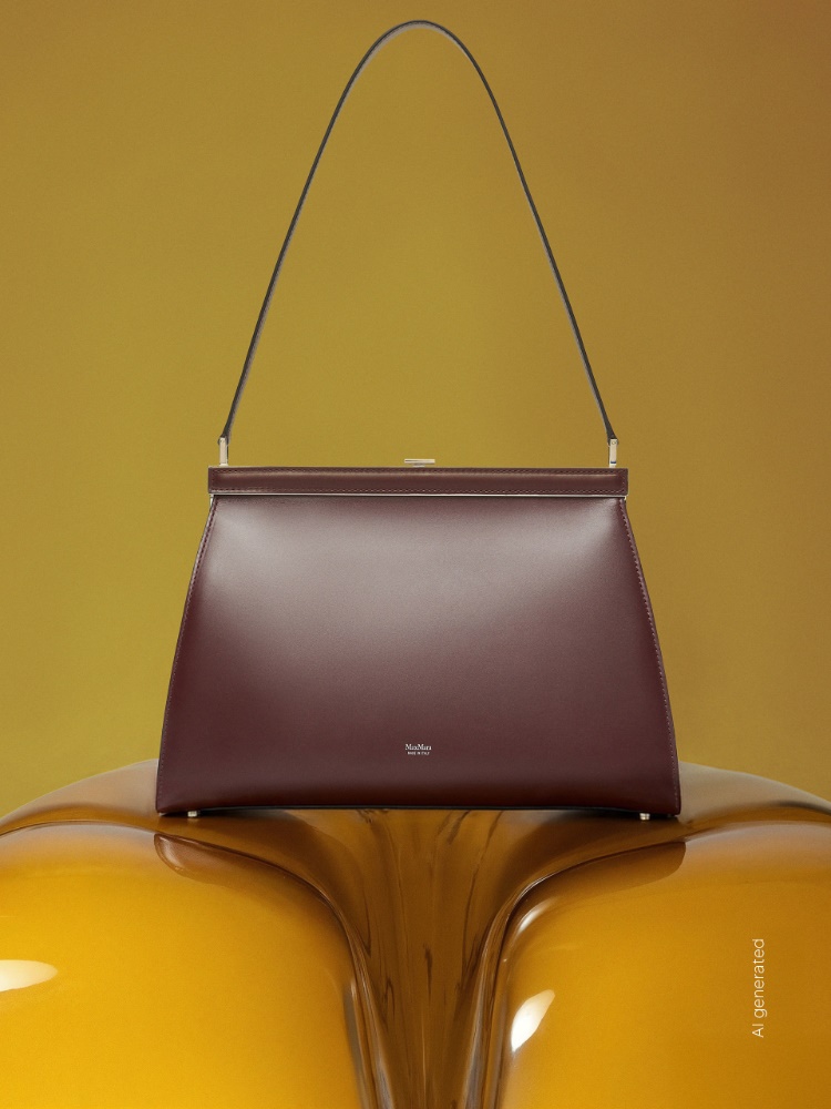 Low-sheen leather handbag + BORDEAUX - Max Mara