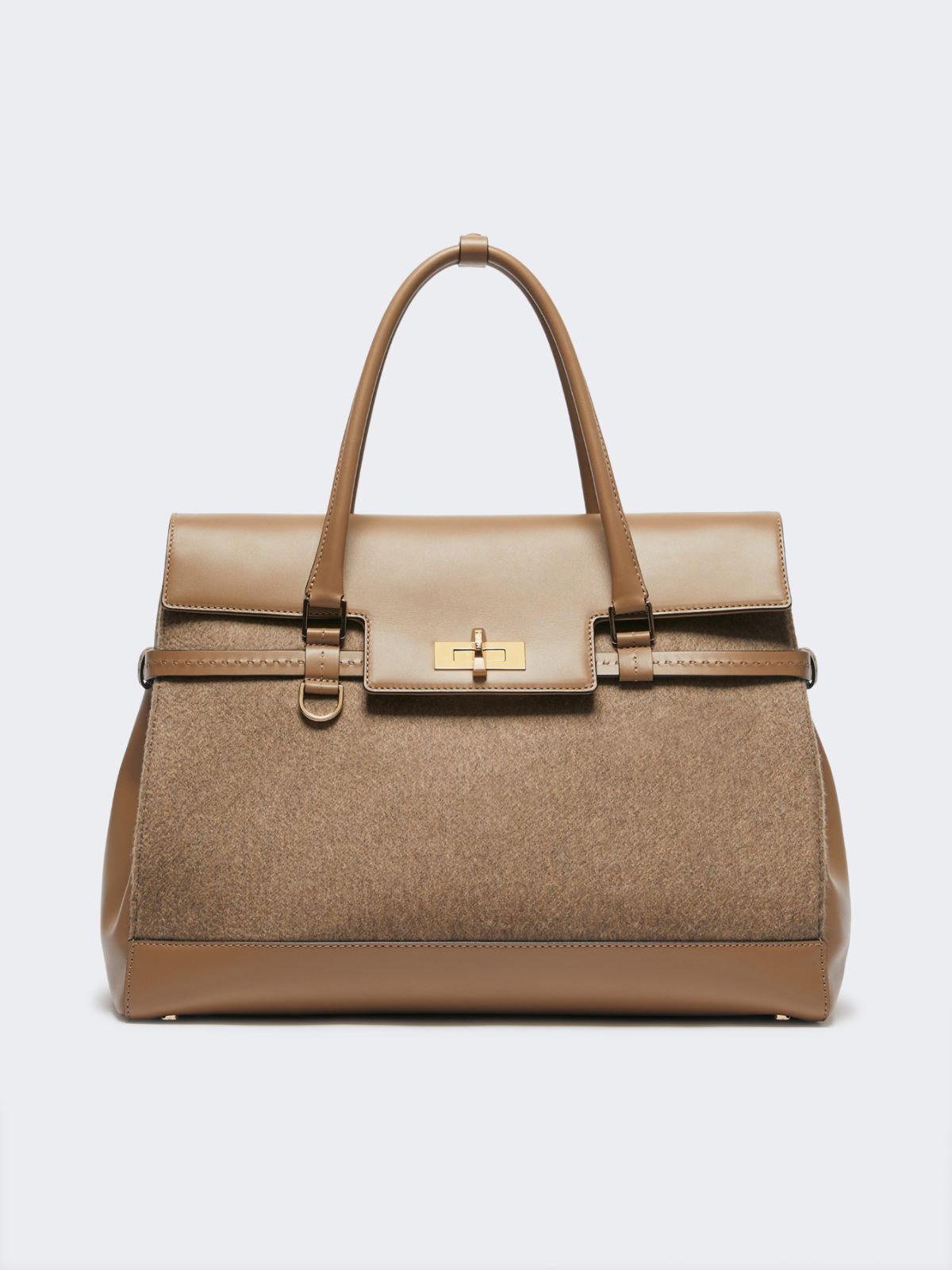 Large cashmere and leather handbag - BROWN - Max Mara - 12