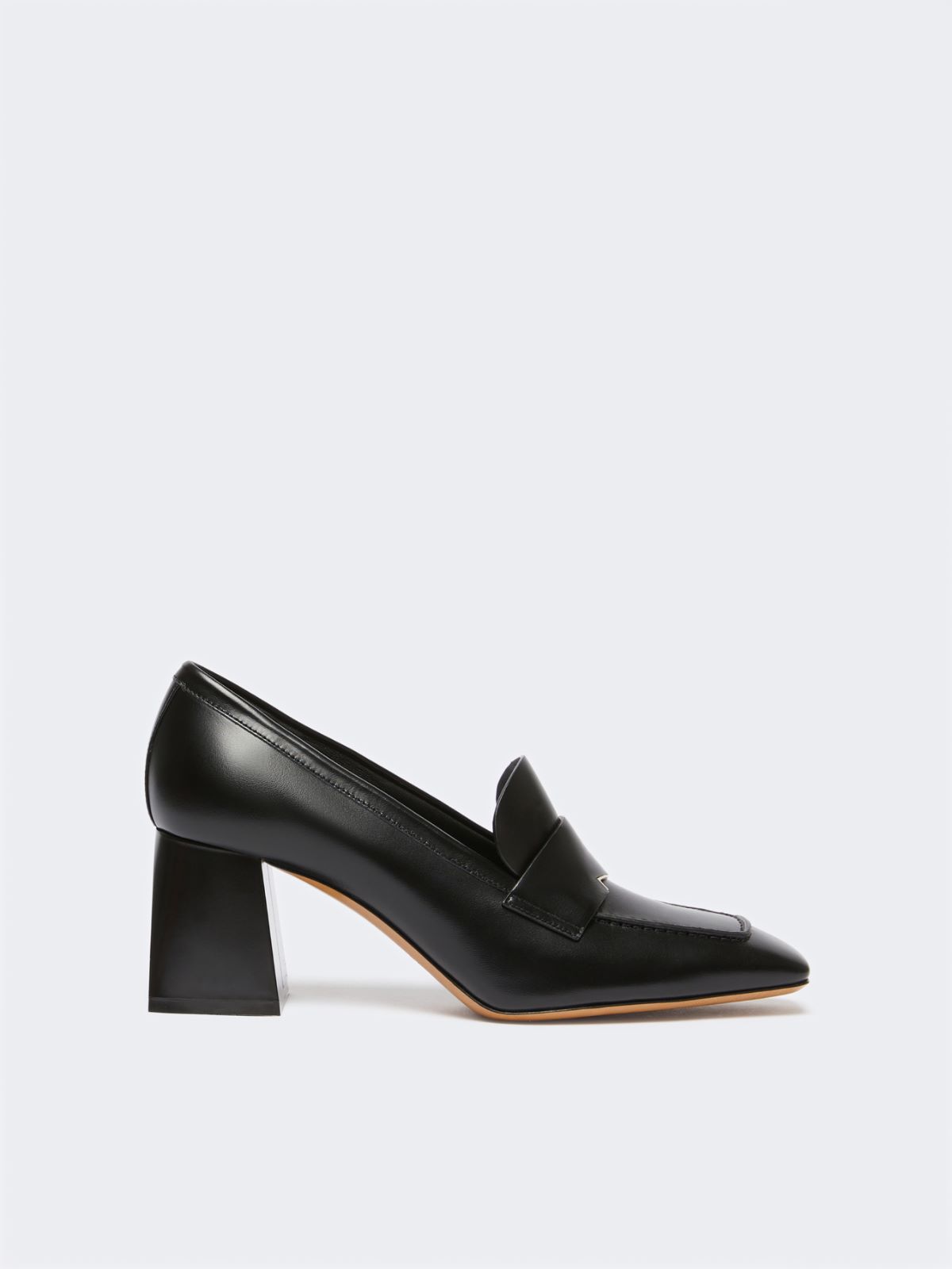 Leather loafers with heel - BLACK - Max Mara