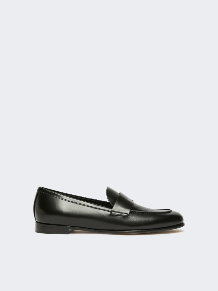 Semi-glossy leather moccasins - BLACK - Max Mara