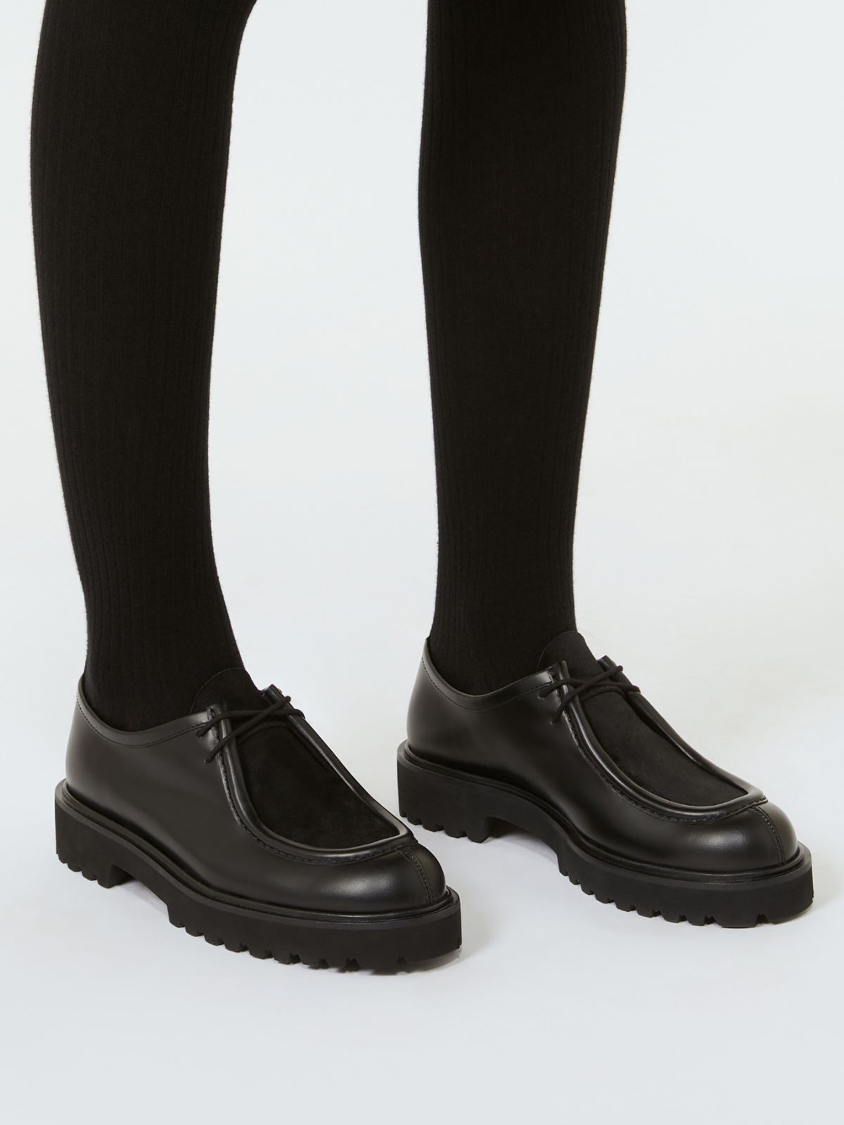 Leather and suede lace-up shoes - BLACK - Max Mara - 12