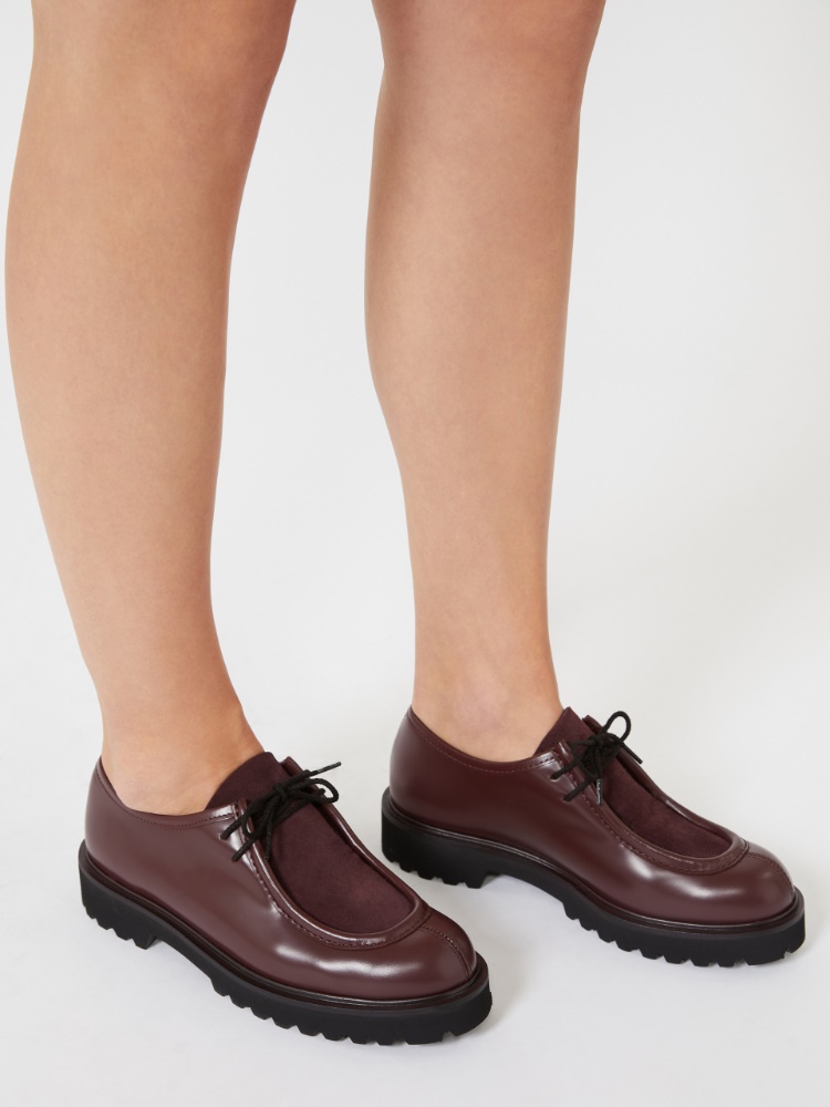 Sznurowane buty ze skóry i zamszu - BORDOWY - Max Mara - 2