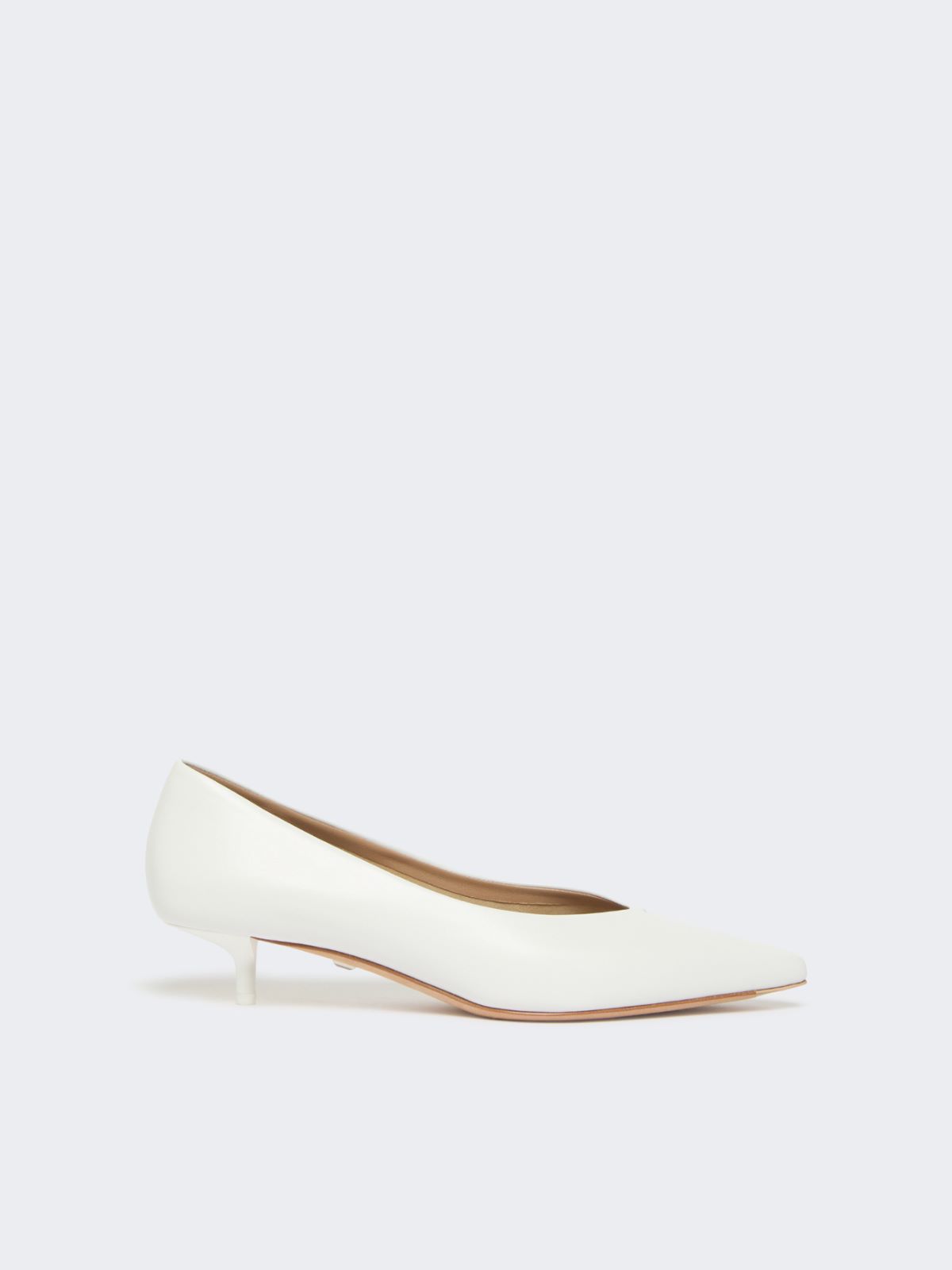 Kitten-heel leather court shoes - IVORY - Max Mara - 9