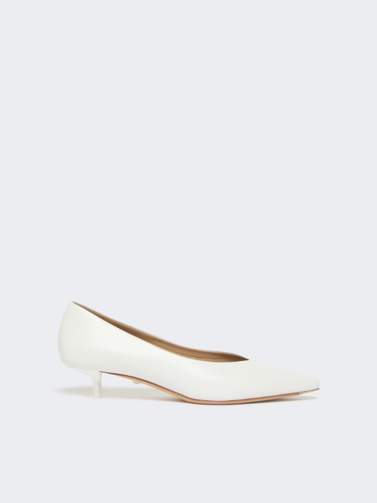 Escarpins à talon kitten en cuir - IVOIRE - Max Mara