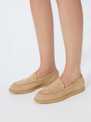 新作*MAXMARA*ラフィア＆レザー ブラウン モカシン ローファー レディース Max Mara ローファー、モカシン | オンラインセール