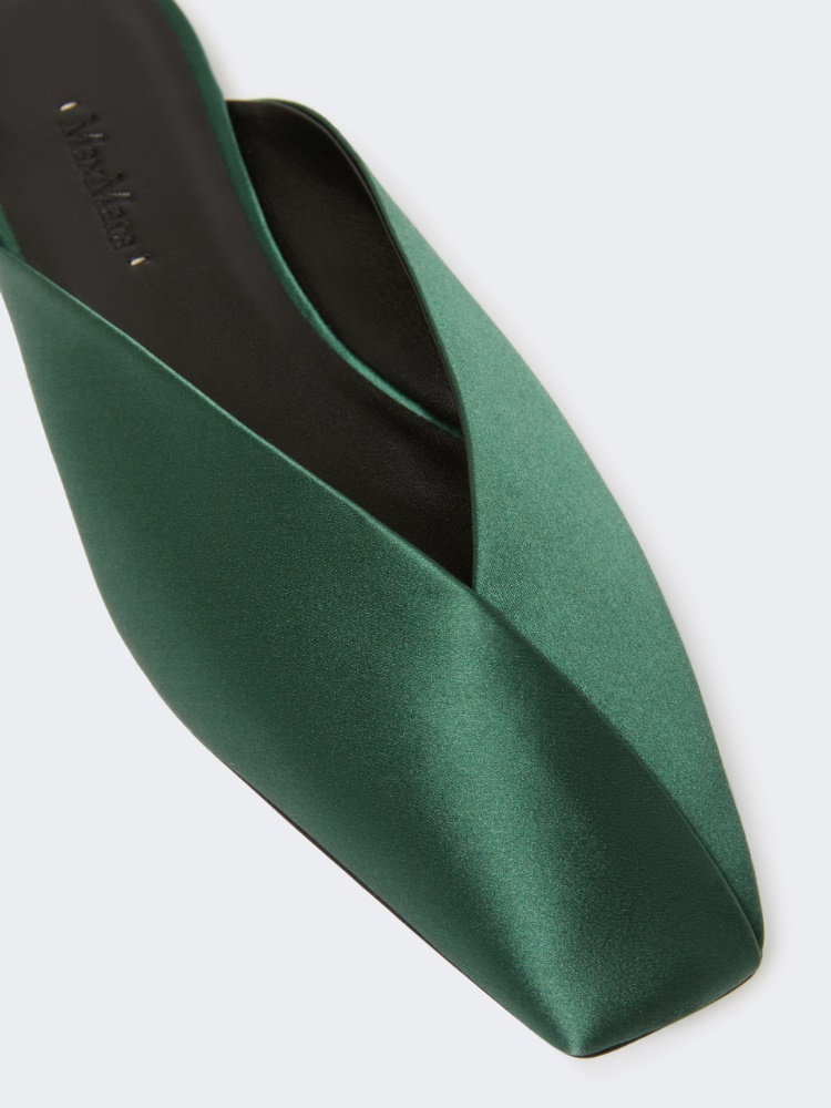 Viscose and silk satin mules, emerald | 