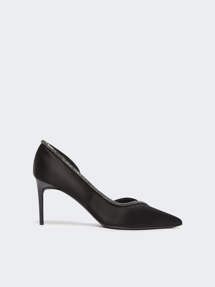 Crystal-adorned satin court shoes - BLACK - Max Mara