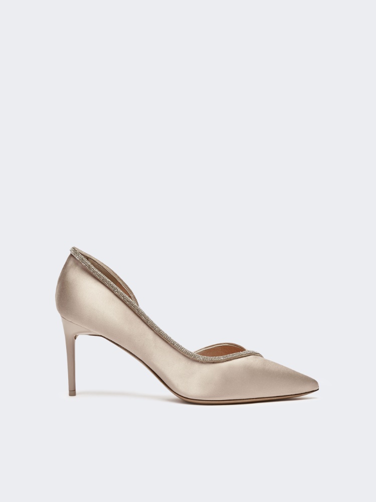 Crystal-adorned satin court shoes - MAKE UP NUDE - Max Mara