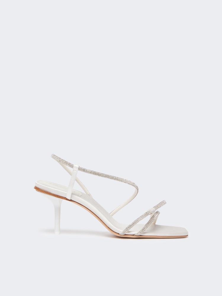 Satin and rhinestone sandals - IVORY - Max Mara
