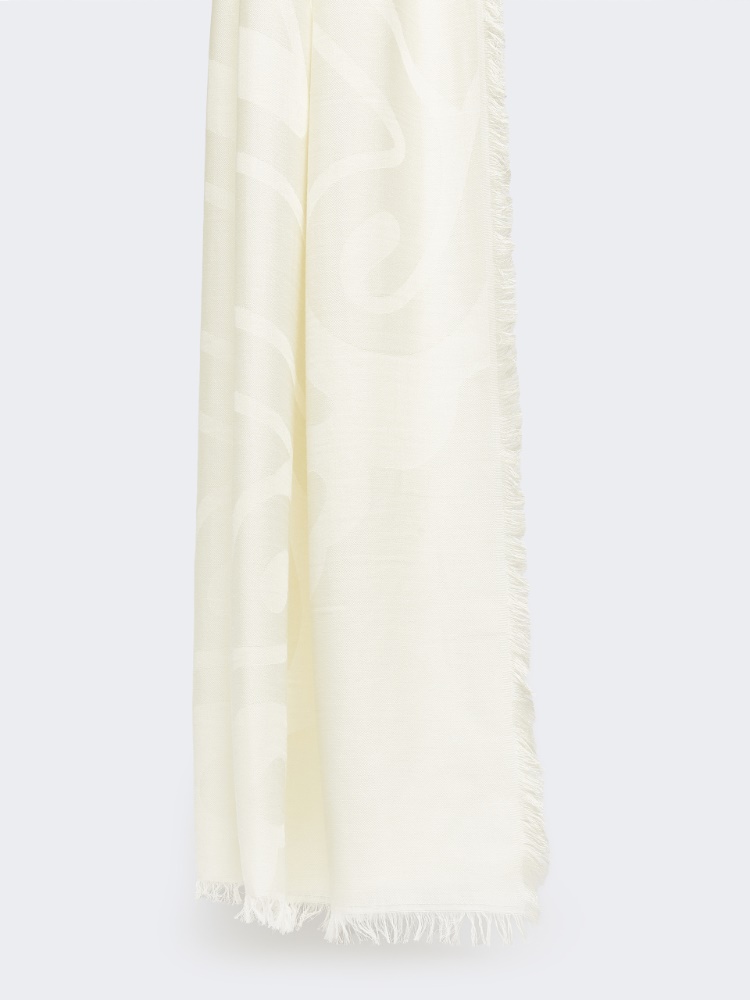 Jacquard silk and cotton stole - OPTICAL WHITE - Max Mara
