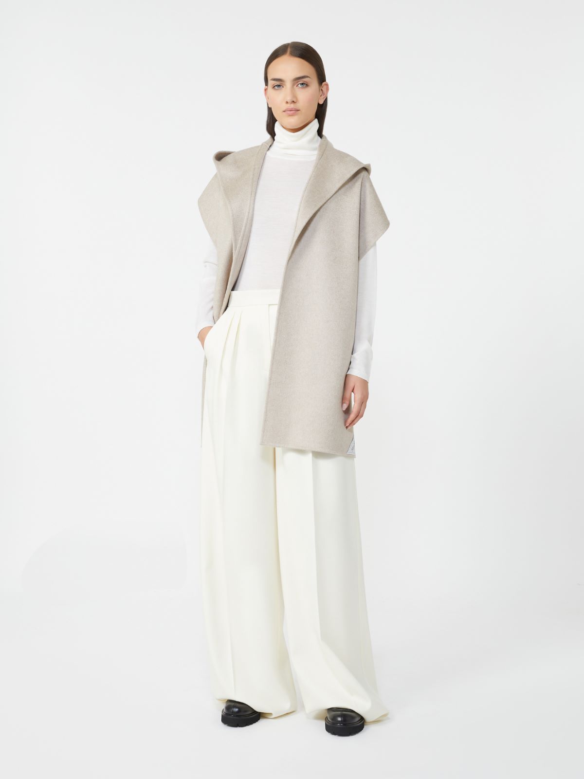 Cashmere scarf with hood - BEIGE - Max Mara