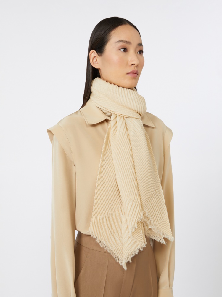 Pleated cashmere stole - NATURAL - Max Mara