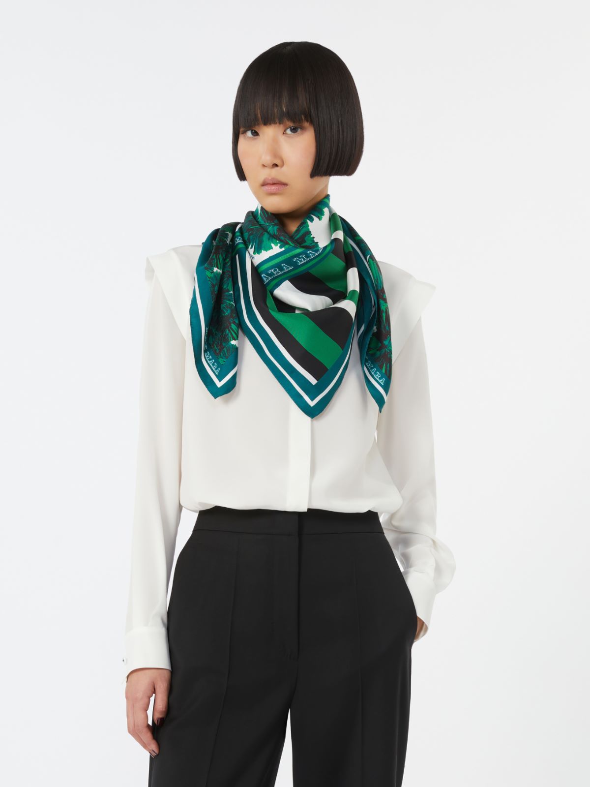 Printed silk scarf - EMERALD - Max Mara
