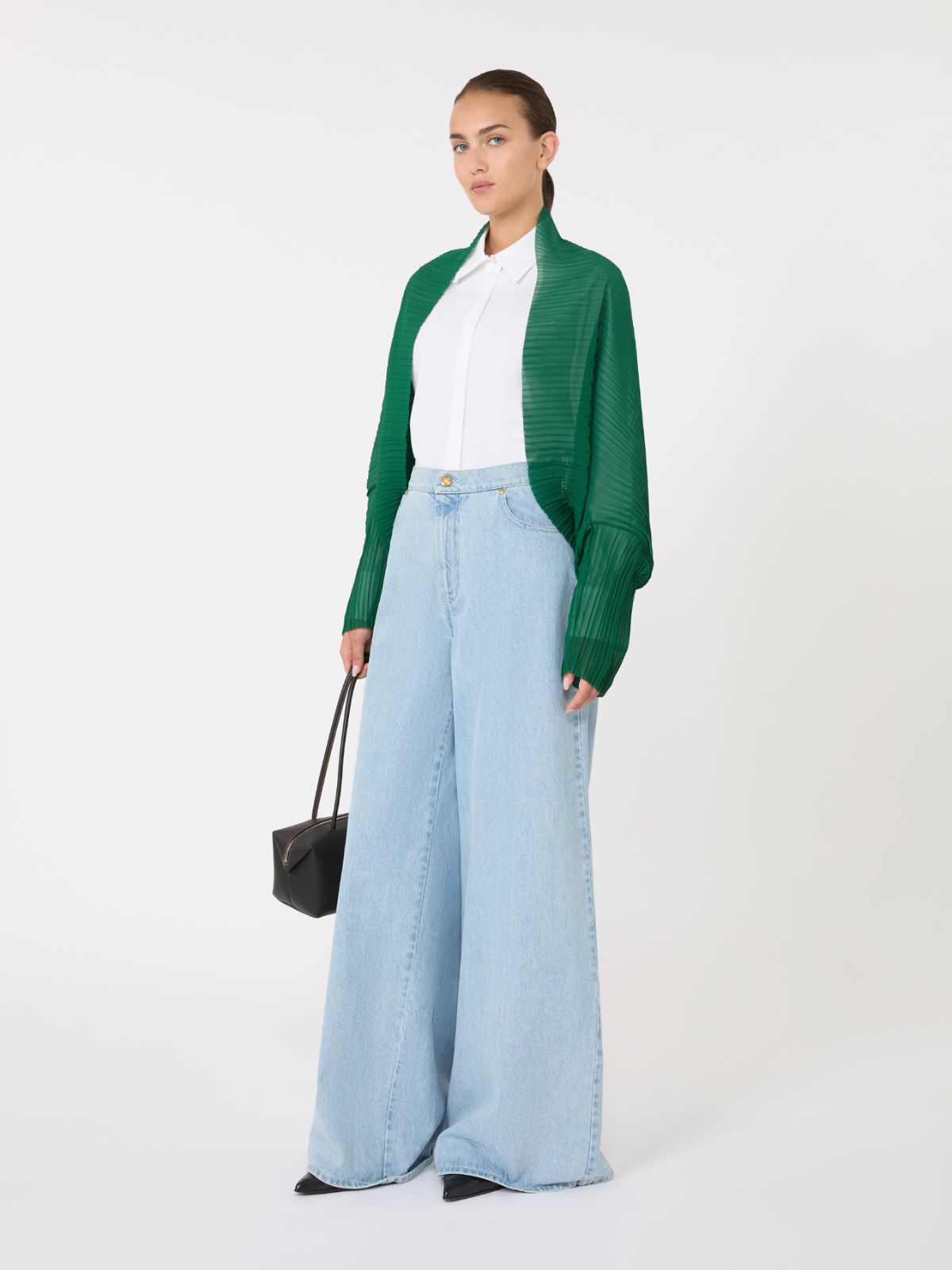 Pleated fabric shrug - EMERALD - Max Mara