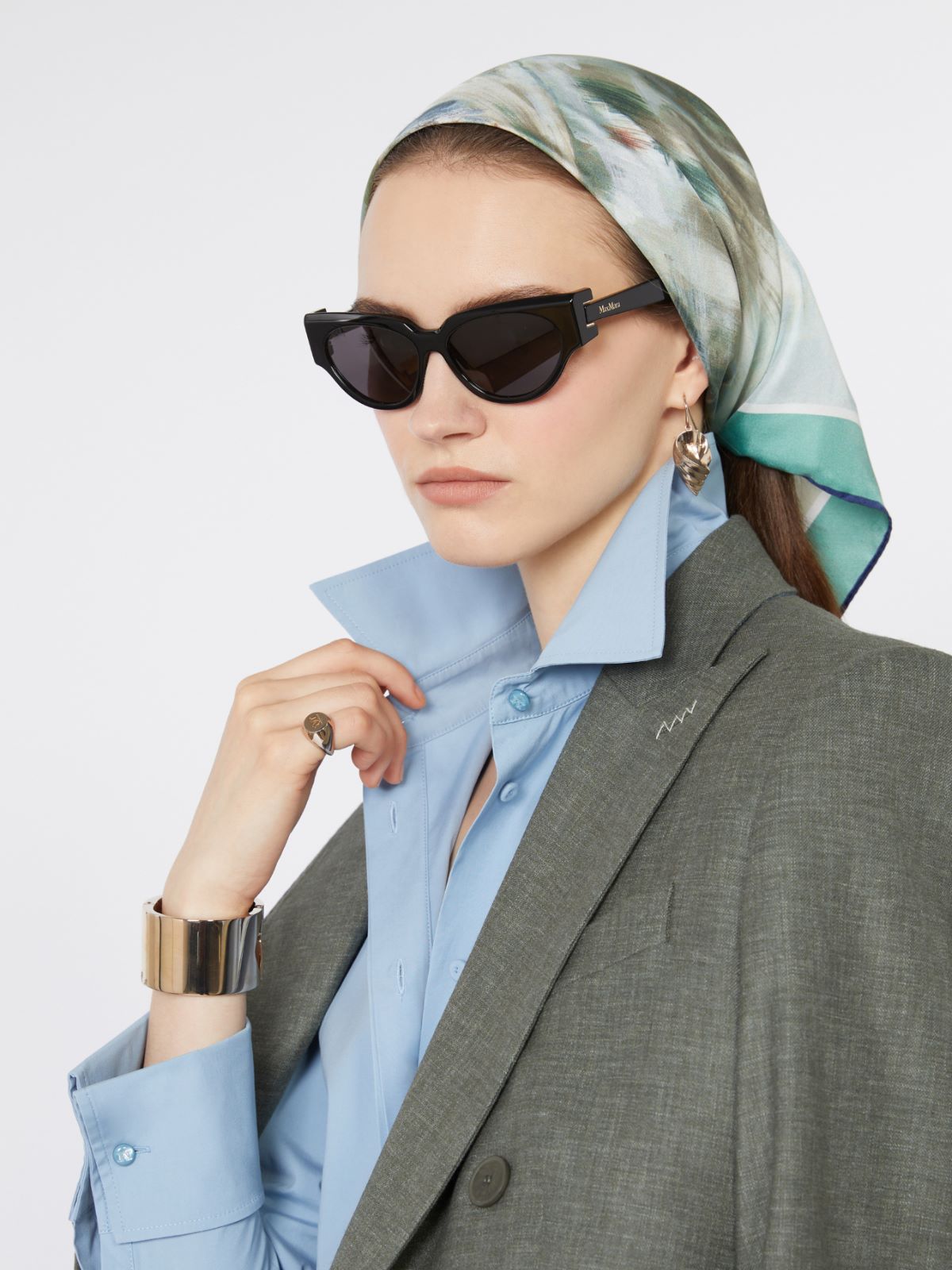 Printed silk foulard - LIGHT BLUE - Max Mara