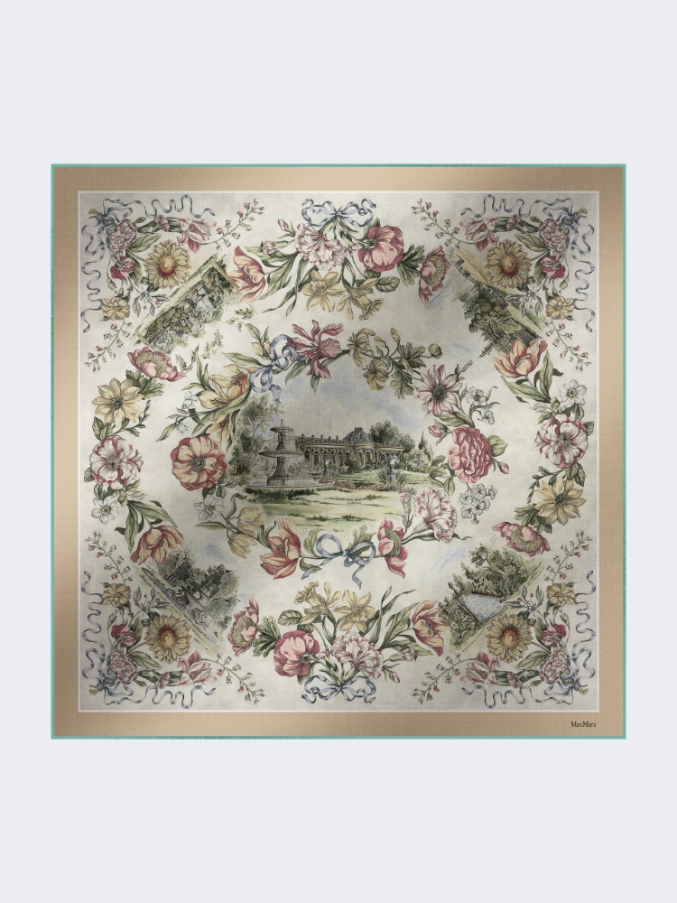 Printed silk oversized scarf - CAMEL - Max Mara