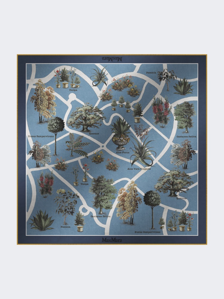 Printed silk oversized scarf - LIGHT BLUE - Max Mara