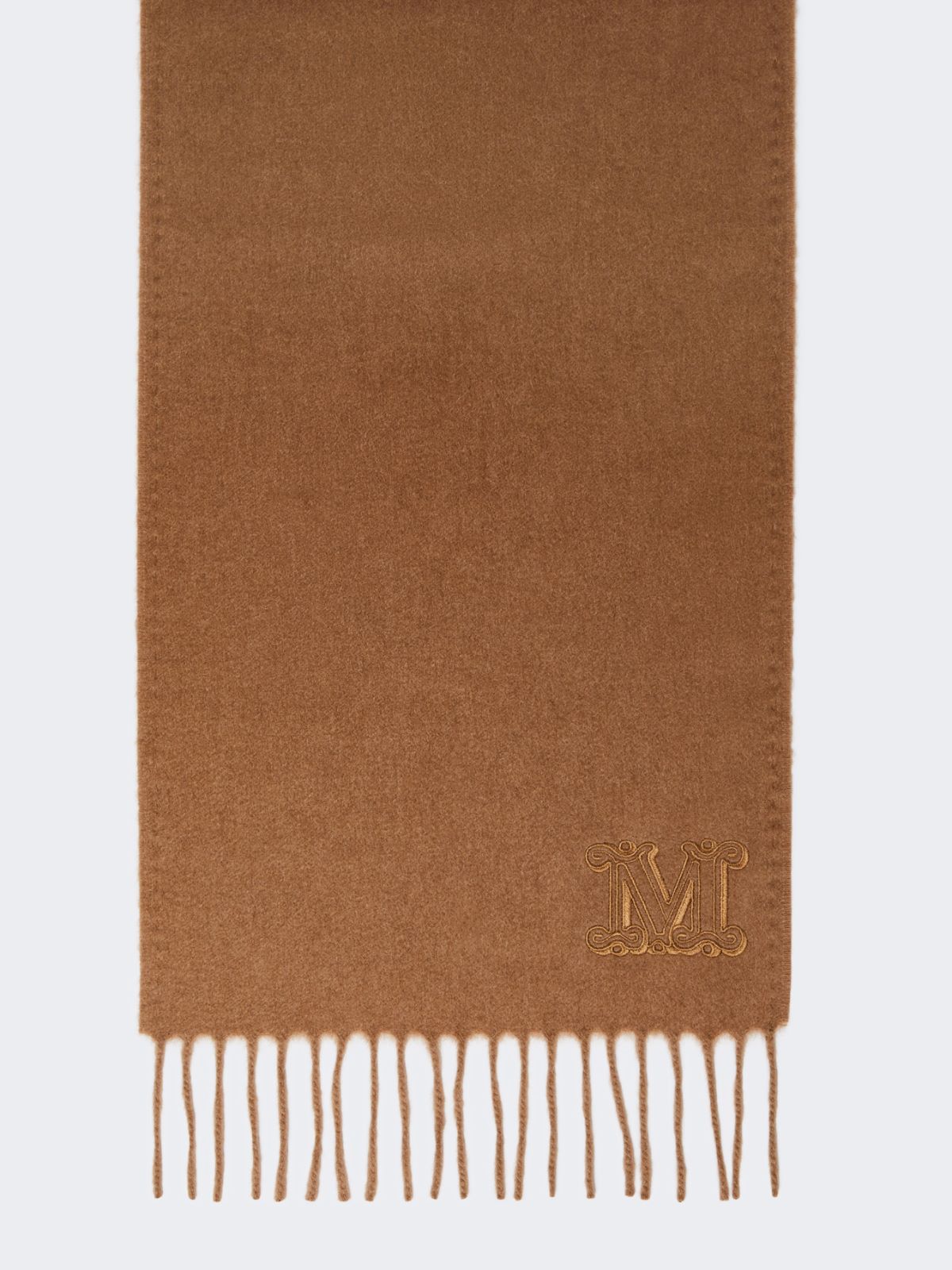 Monogram-embroidered camel stole - CAMEL - Max Mara - 9