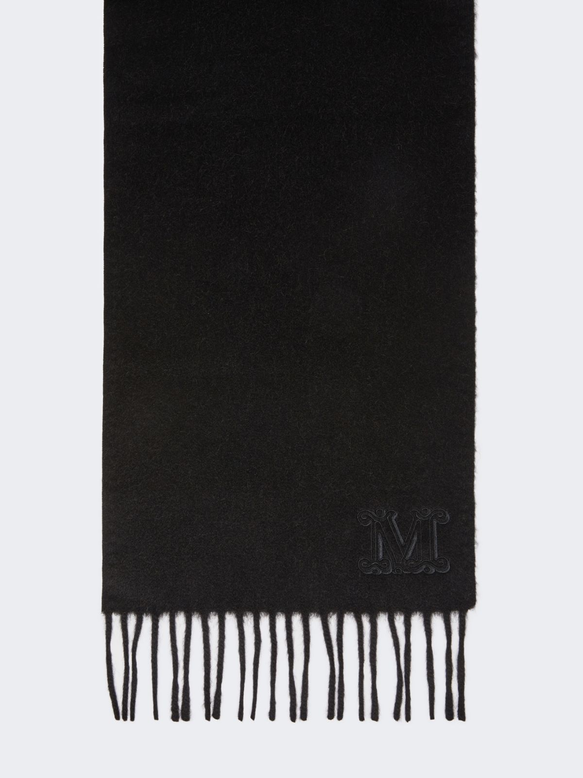 Monogram-embroidered camel stole - BLACK - Max Mara - 9