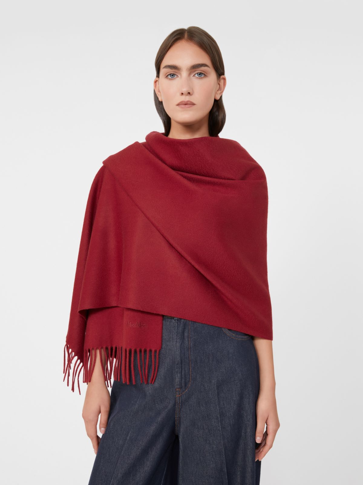 Cashmere logo stole - RED PURPLE - Max Mara - 4