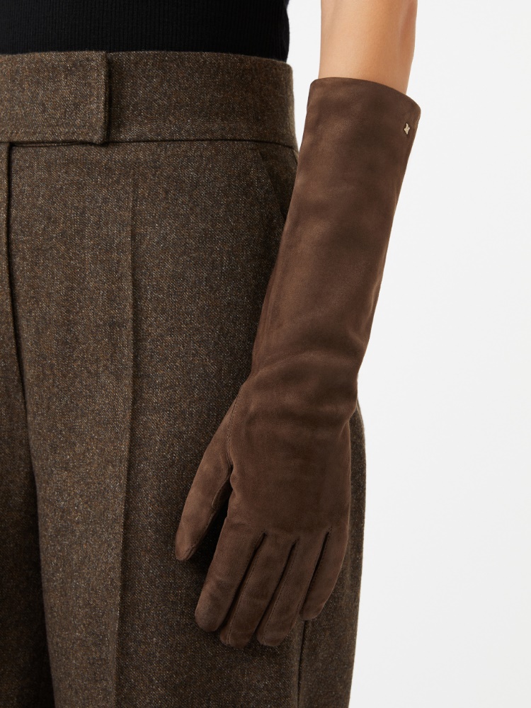 Gants longs en cuir nappa suédé - BRUN - Max Mara
