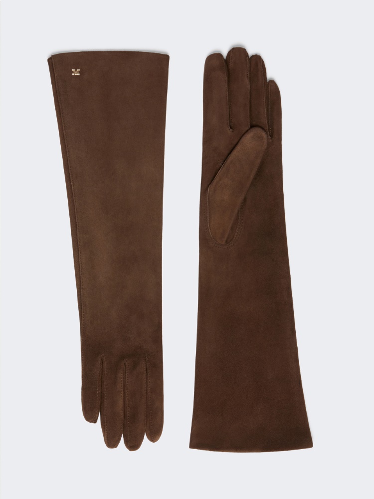 Lange Handschuhe aus Nappa-Wildleder - BRAUN - Max Mara