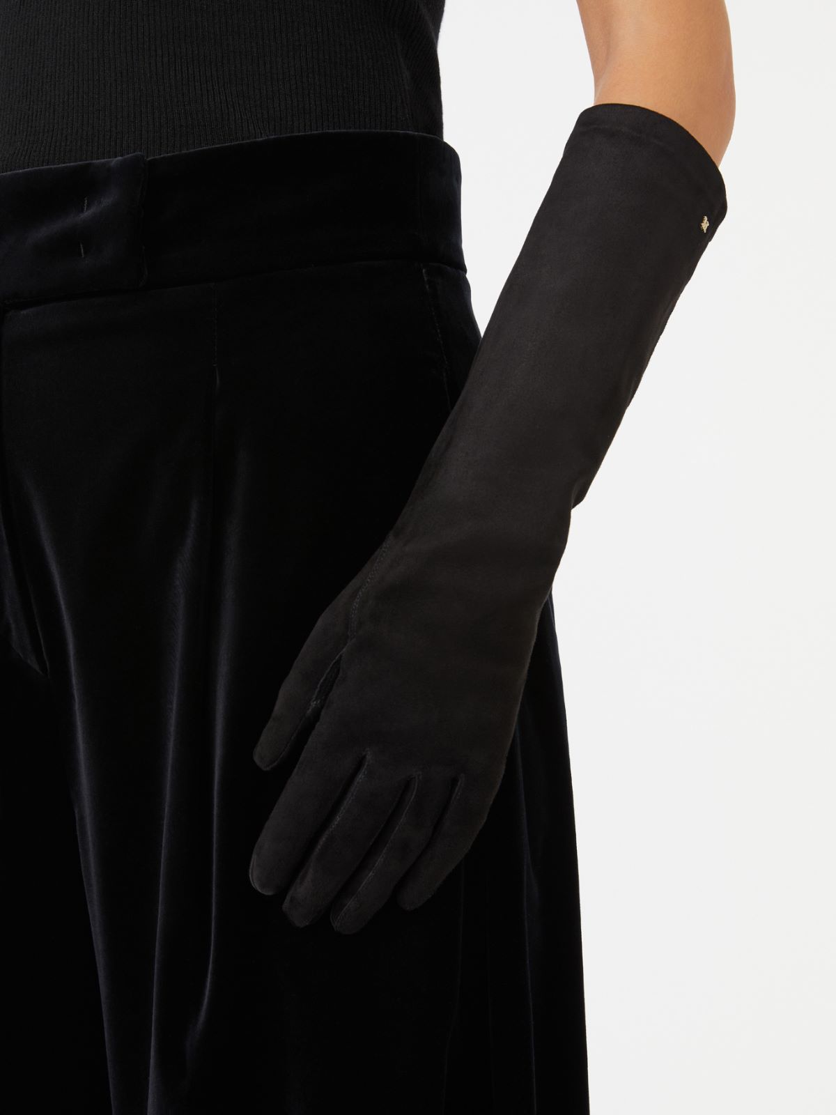 Long suede nappa gloves + BLACK - Max Mara