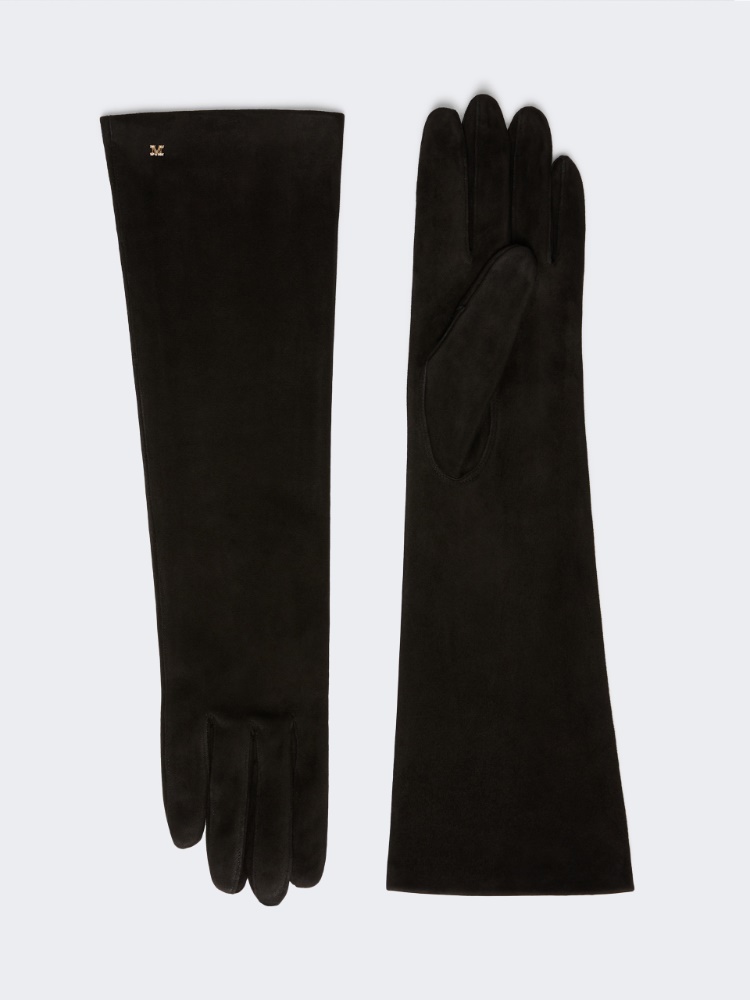 Long suede nappa gloves - BLACK - Max Mara