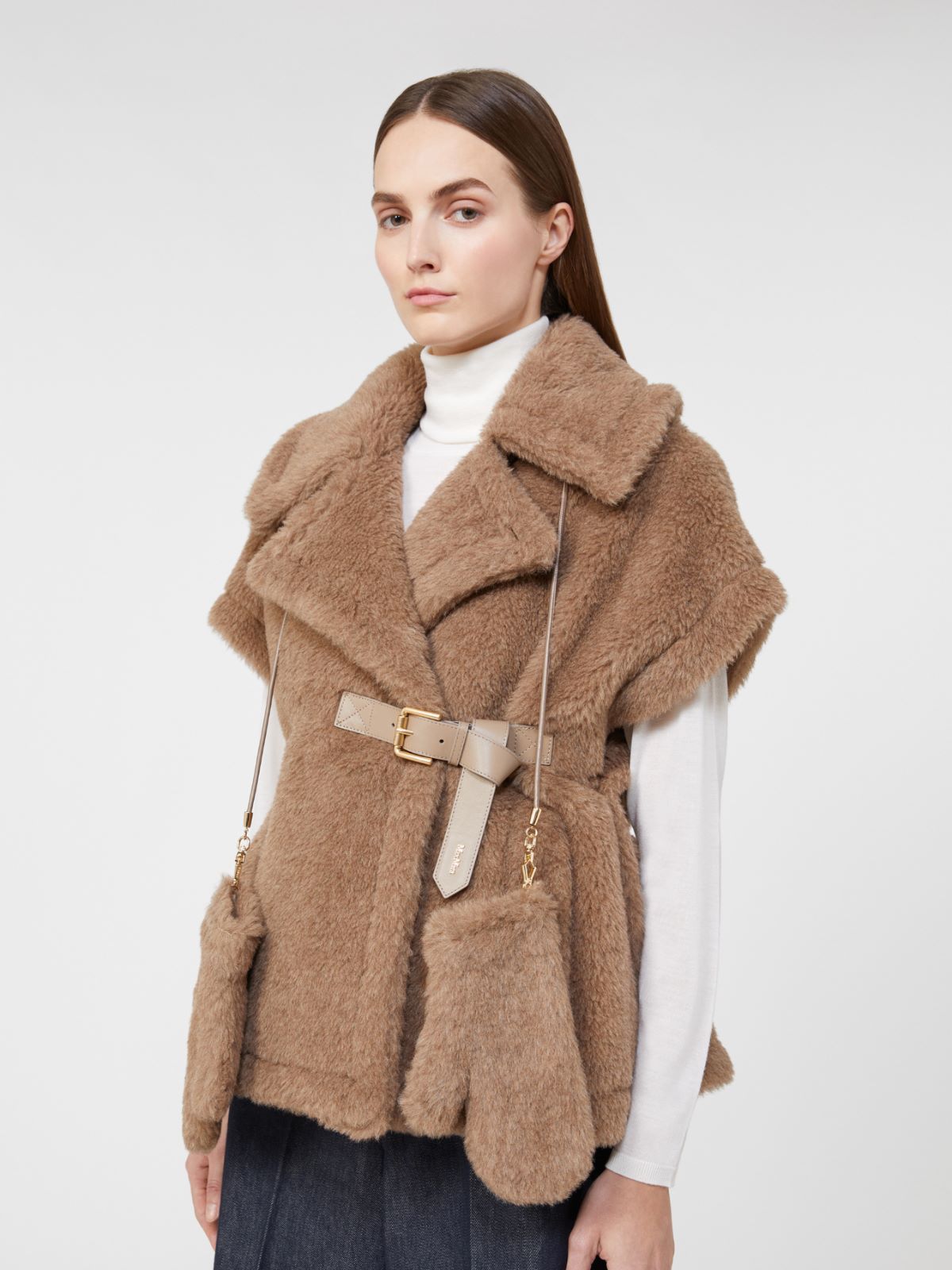 Mittens in alpaca and cashmere Teddy fabric - BRONZE - Max Mara - 9