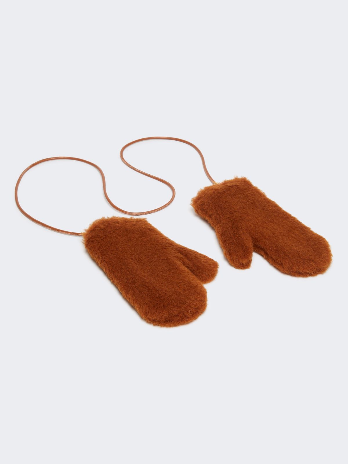 Mittens in alpaca and wool Teddy fabric - BROWN BRONZE - Max Mara - 2