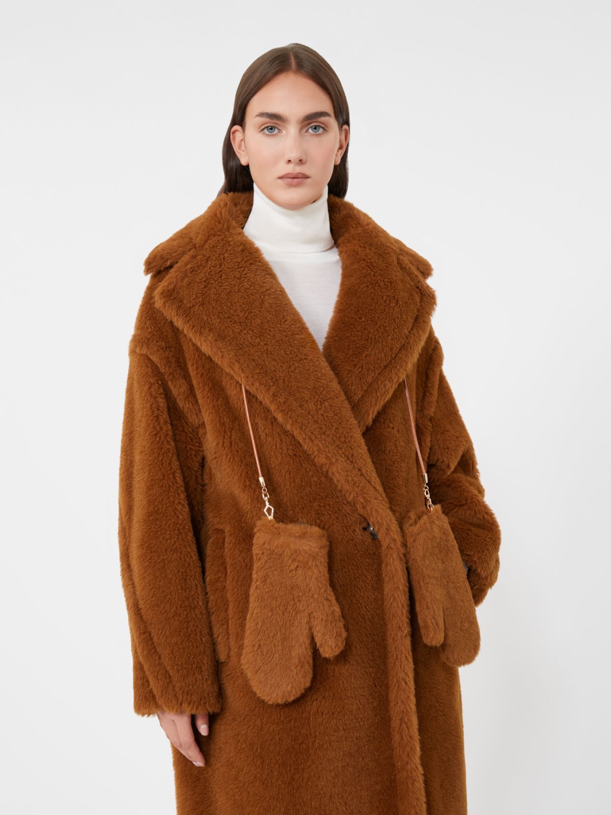 Mittens in alpaca and wool Teddy fabric - BROWN BRONZE - Max Mara - 9