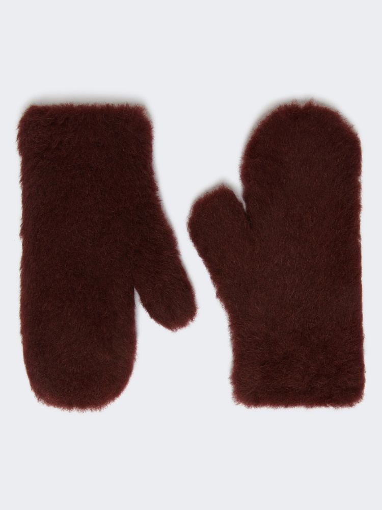 Mittens in alpaca and wool Teddy fabric - RED PURPLE - Max Mara
