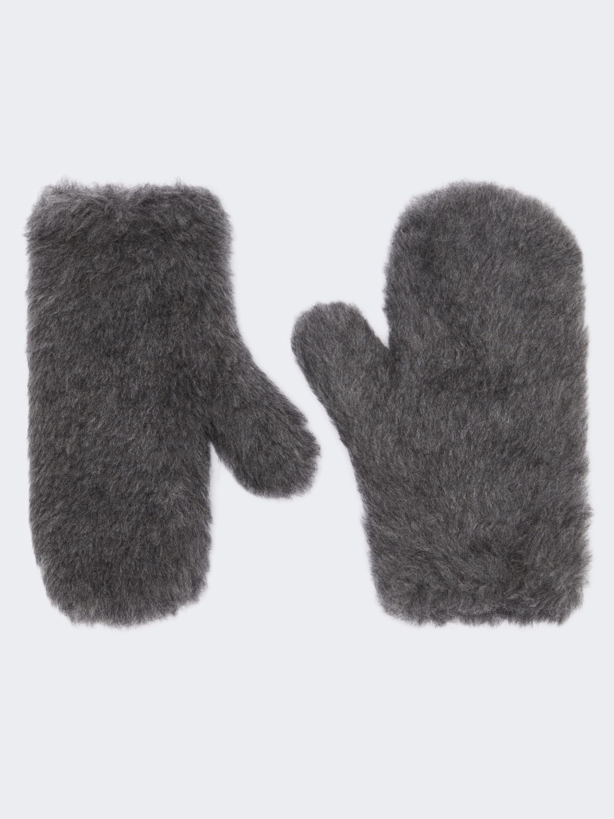 Mittens in wool and alpaca Teddy fabric - MEDIUM GREY - Max Mara - 6